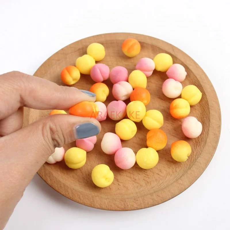 10pcs simulation mini fruit model soft rubber corn grape peach decompression toy simulation food toy kneading music