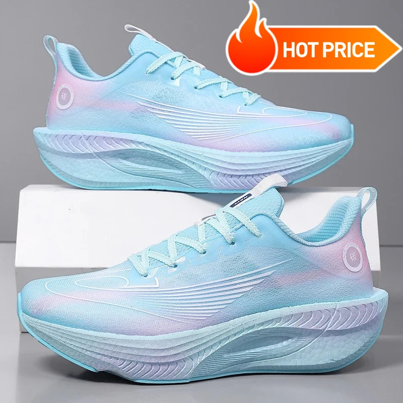 

Кроссовки для пар, дышащие сетчатые кроссовки, ультралегкие амортизирующие кроссовки с карбоновой пластиной, повседневная и универсальная спортивная обувь
