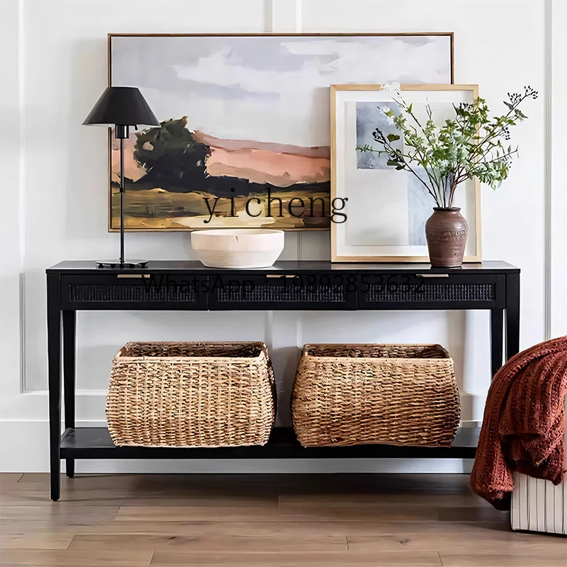 H3-23   entrance table, black living room end view table, solid wood entrance table, foyer partition entrance cabinet