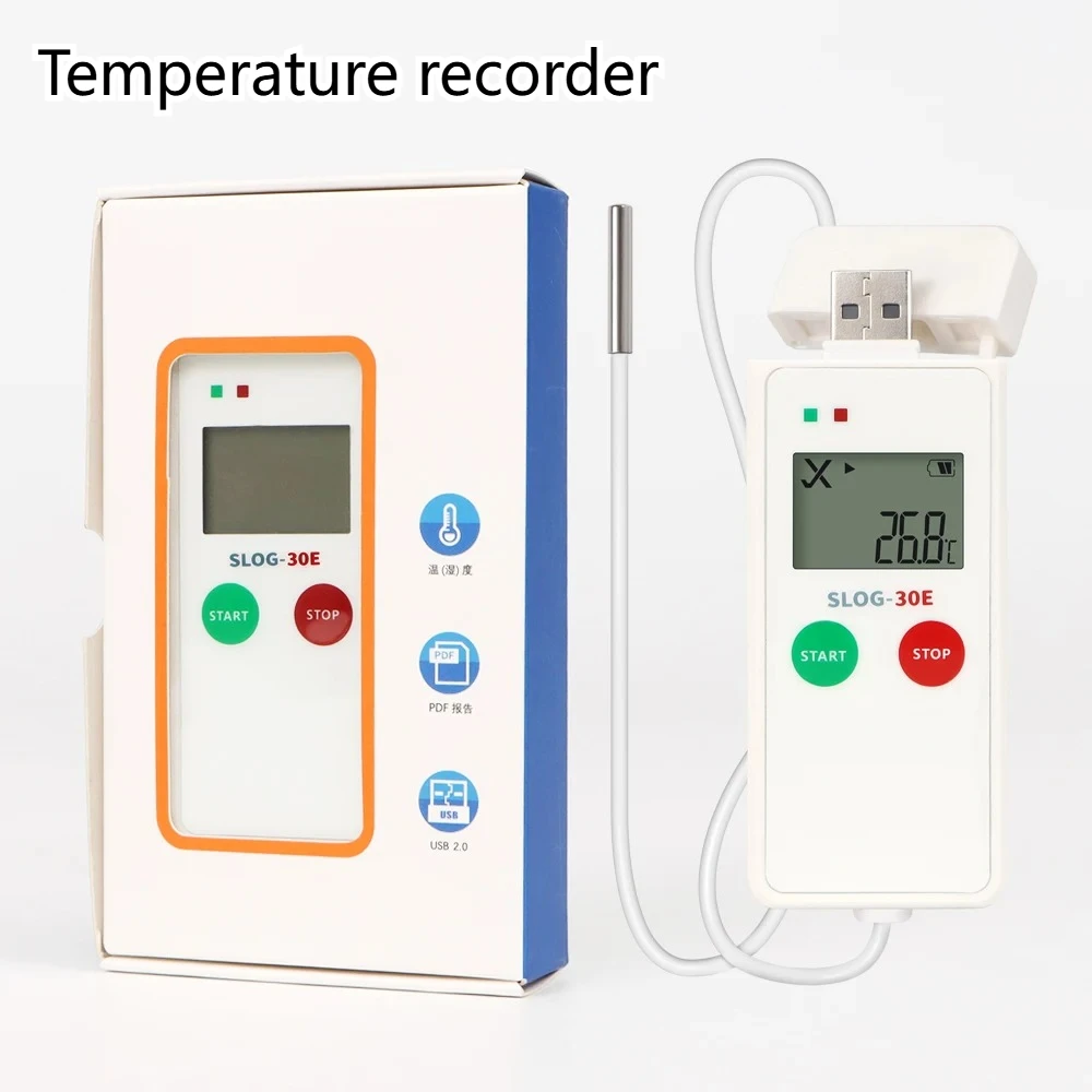 USB Temperature Data Logger Temperature Recorder 65000 Points Recording Reusable Temp Monitor PDF Report Logger for Cold-chain