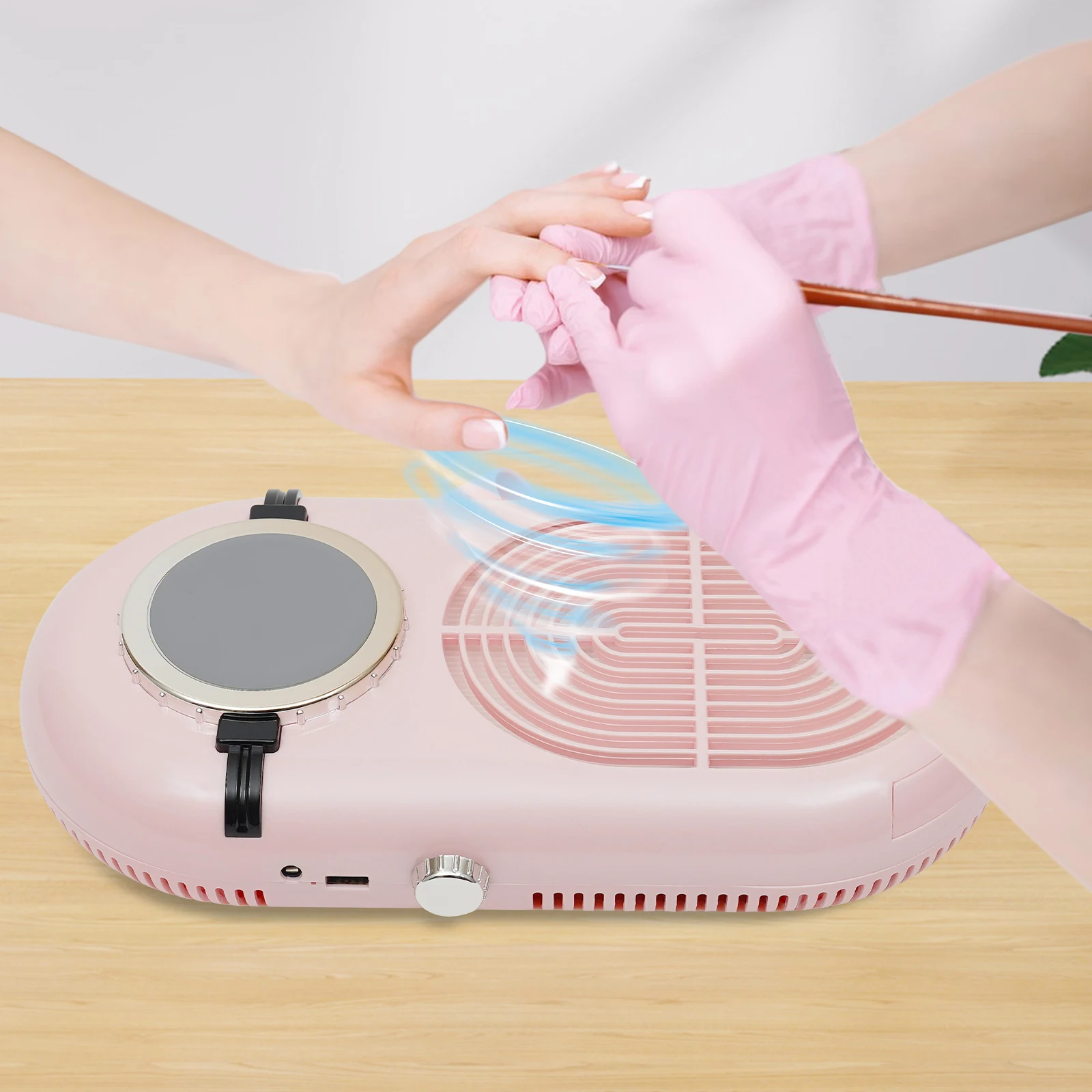Adjustable Speed Nail Dust Collector 0-4000RPM with Dual USB Ports Reusable Filter Silicone Hand Rest Professional Nail Vacuum Cleaner for Salon Home Manicure Nail Art Use 4