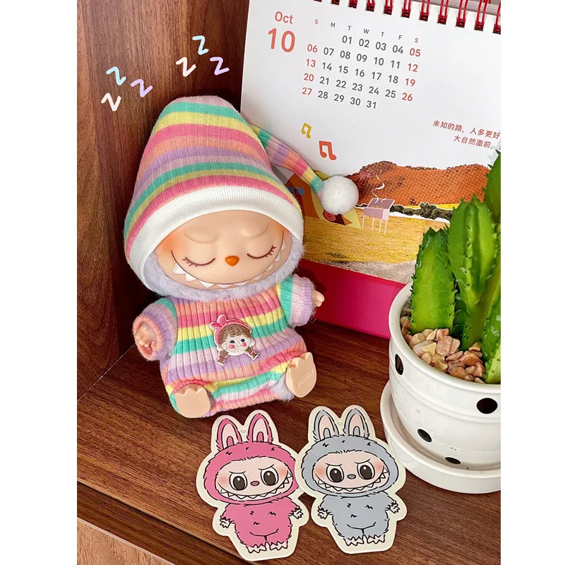 Pakaian labubu pakaian boneka mewah Mini 17cm pakaian boneka idola Labubu pakaian pesta duduk labubu v2 piyama pakaian boneka cantik lucu