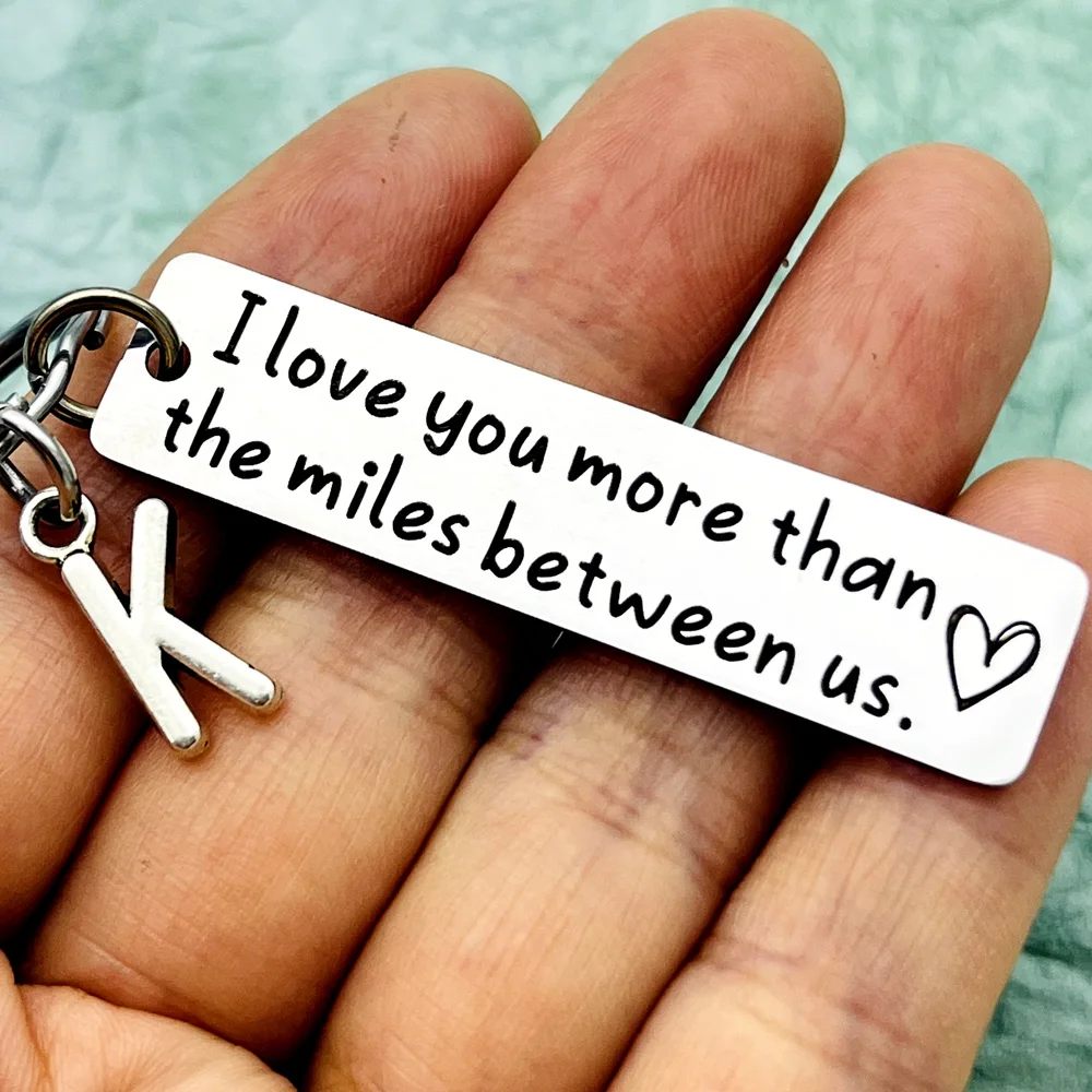 Couple Keychain Long Distance Relationship Gift for Boyfriend Girlfriend I Love You More Than The Miles Between Us for Husband