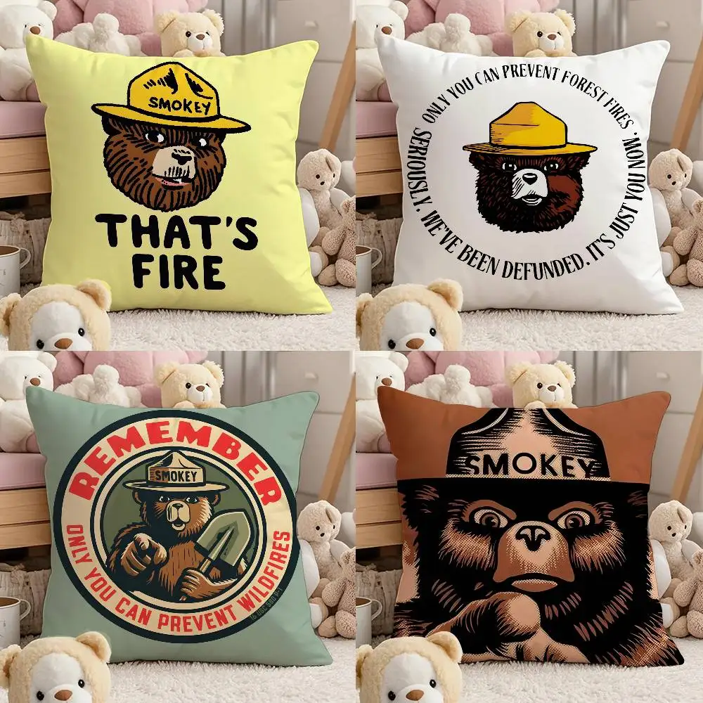 

S-Smokey B-Bear Anime Pillow Case Comfort Sofa Bed Silky elegant Invisible zipper Custom Decorative cushion cover