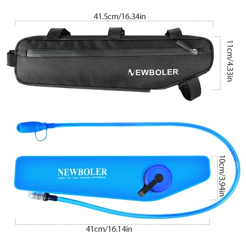 Imagen 2 del producto Bolsa triangular para bicicleta, impermeable, para tubo inferior, bolsa para cuadro frontal, bolsa para tubo superior de ciclismo con vejiga de agua para bicicleta de grava y carretera MTB