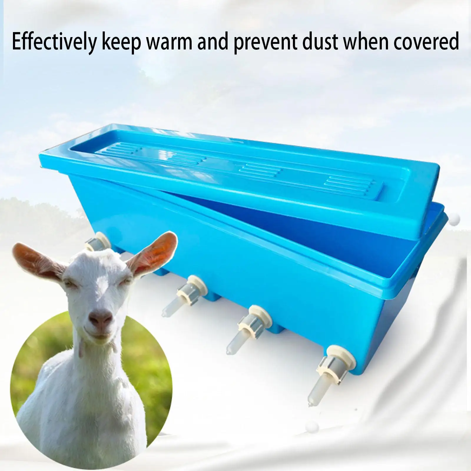 Silicone Drink Nipples Lamb Teat Feeder Bottle Topper Blue Milk Feeding Bucket for Calves Sheep Goats at Farm