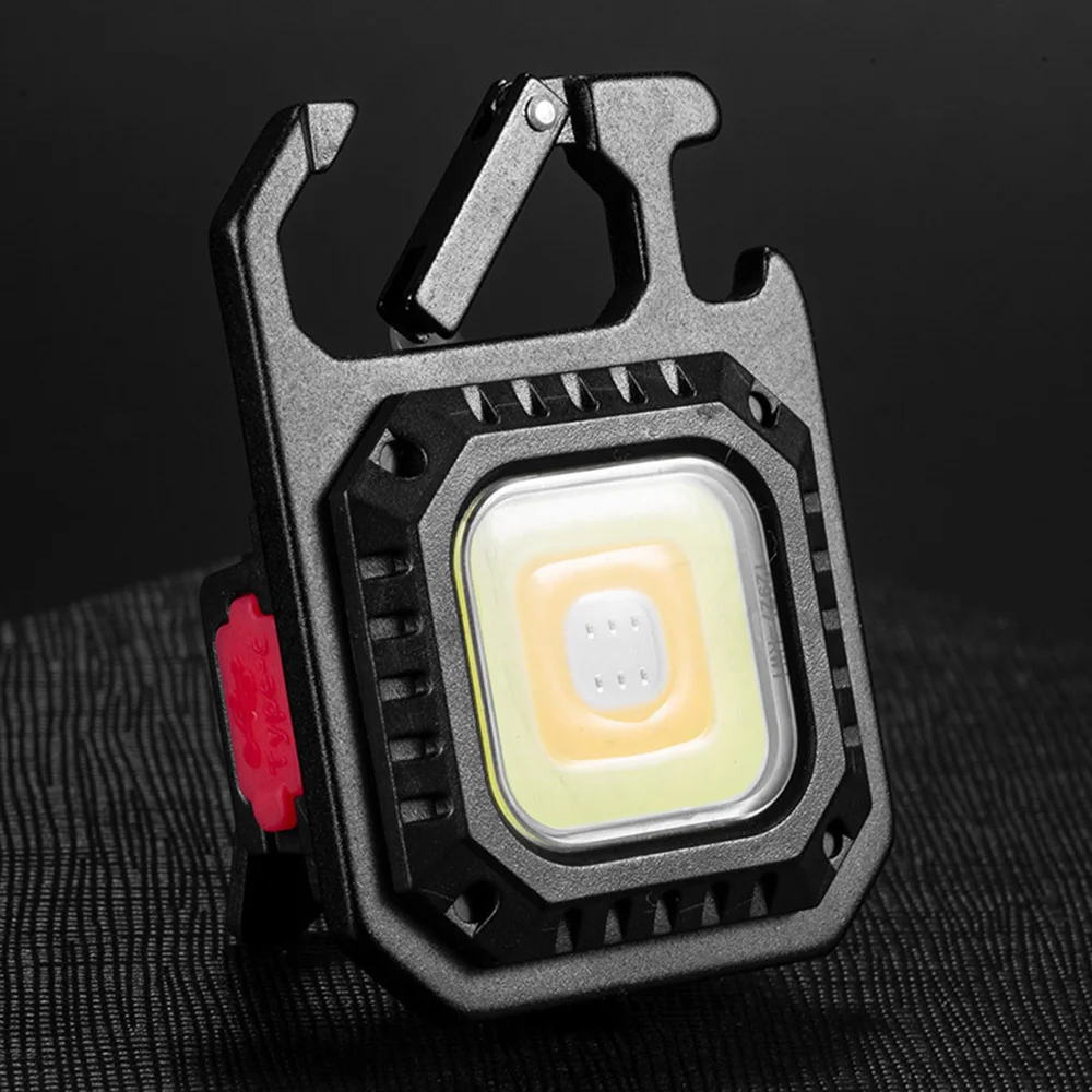 Rechargeable Keychain Flashlight Magnetic Repair Light Mini Pocket Light COB Torch Outdoor Work Light Camping Fishing Lamp