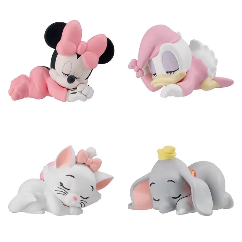 Disney Anime Figures Gashapon Capsule Toy Marie Cat Dumbo Minnie Daisy Character Sleep Doll Model Toy Collectible Ornaments Gift