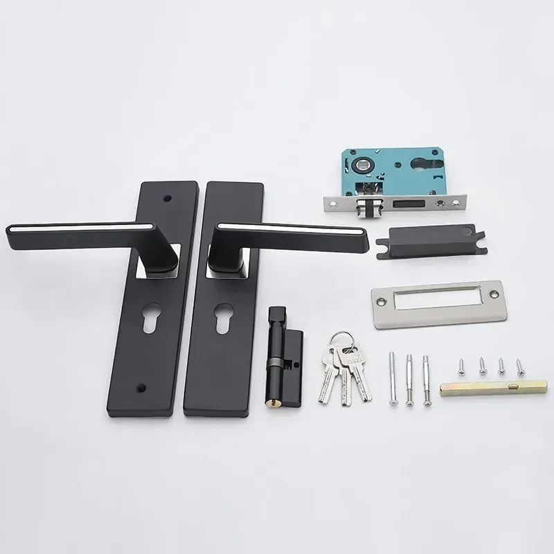 New European Style Door Handle Lock Indoor Bedroom Living Room Mechanical Security Lockset for 35-45mm Thickness Door Frame