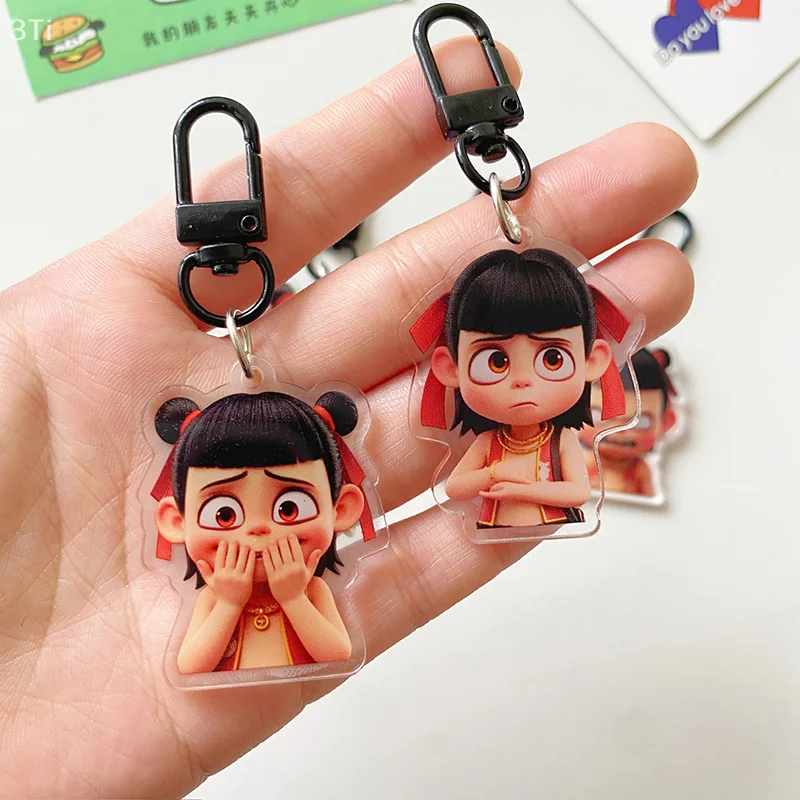 2D Nezha брелок с героями мультфильмов, аниме, акриловый брелок, прекрасная сумка, кулон, пара, держатель для ключей, украшение, сумка, аксессуары для ключей
