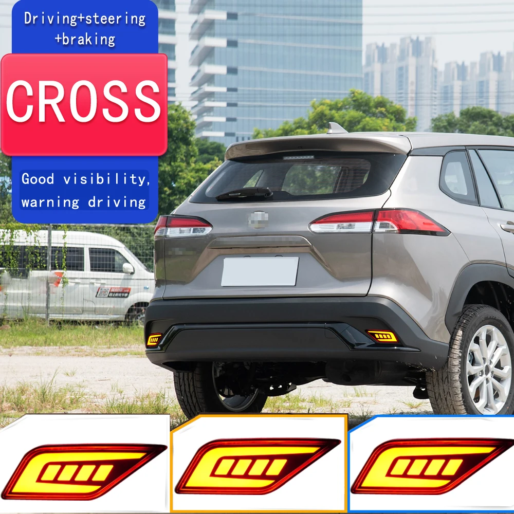 

Светодиодный светильник бампера для Toyota Corolla Cross Frontlander 2020-2024 3-в-1, задний противотуманный фонарь, стоп-сигнал, динамический отражатель указателя поворота