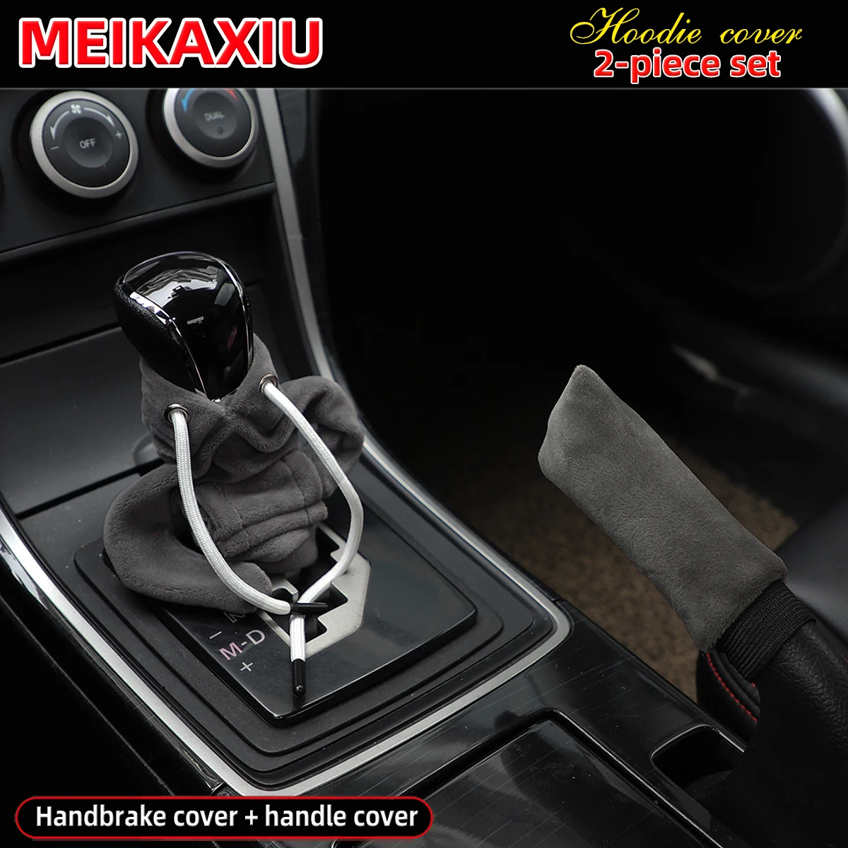 Cute Plush Small Hoodie Car Gear Shift Knob Cover Women's Manual Handbrake Interior Accessory Soft Touch Automobile Shift Cover