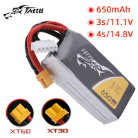 TATTU 650mAh 75C 11.1/14.8V Lipo Battery For RC Helicopter Quadcopter FPV Racing Drone Parts With XT30/XT60 Plug 3S/4S Battery