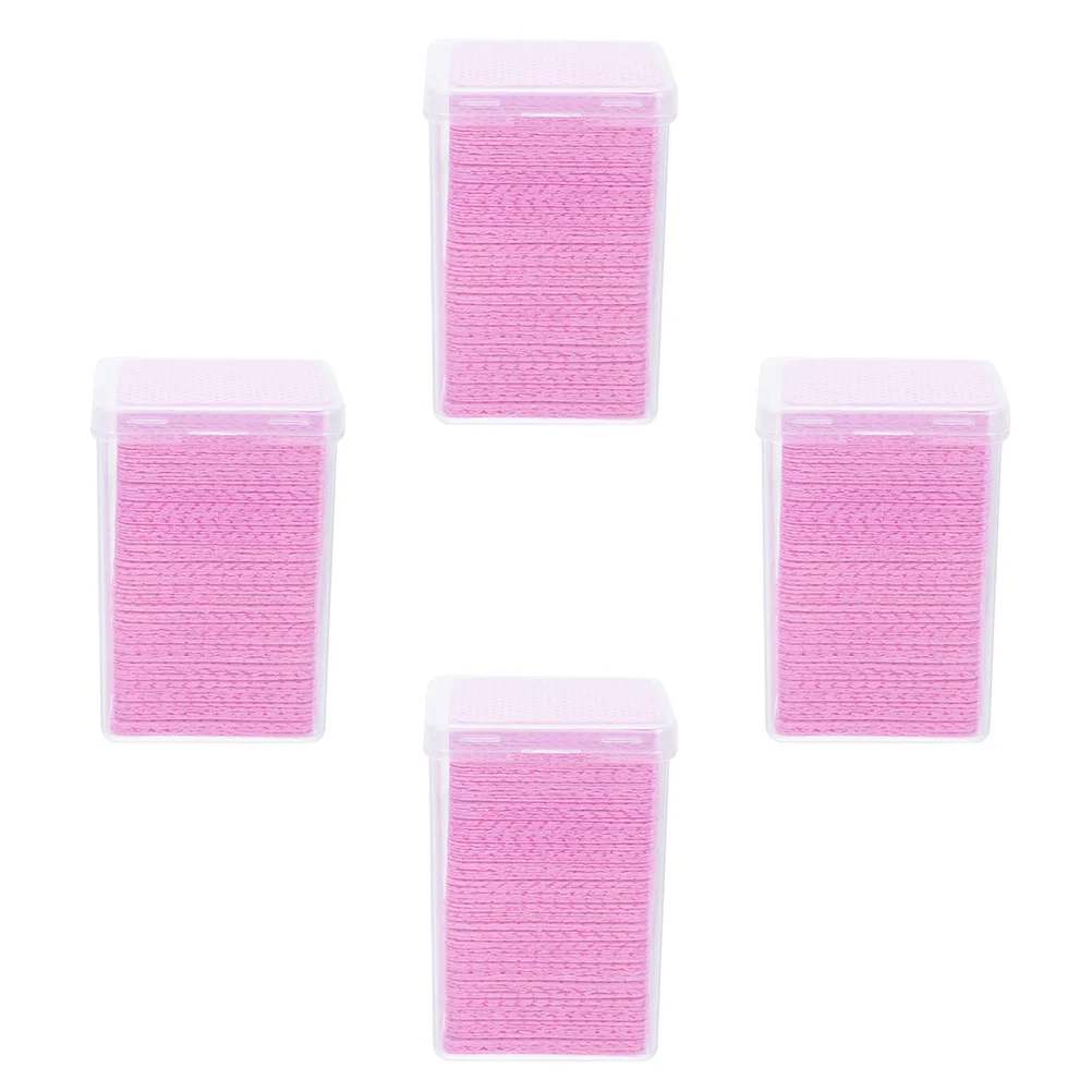 

4 Boxes Cotton Pads Glue Cleaning Wipes for Lash Extension Non-Woven Fabric Remover Pad Eyelash Glue Bottle Wiping Supplies Pink