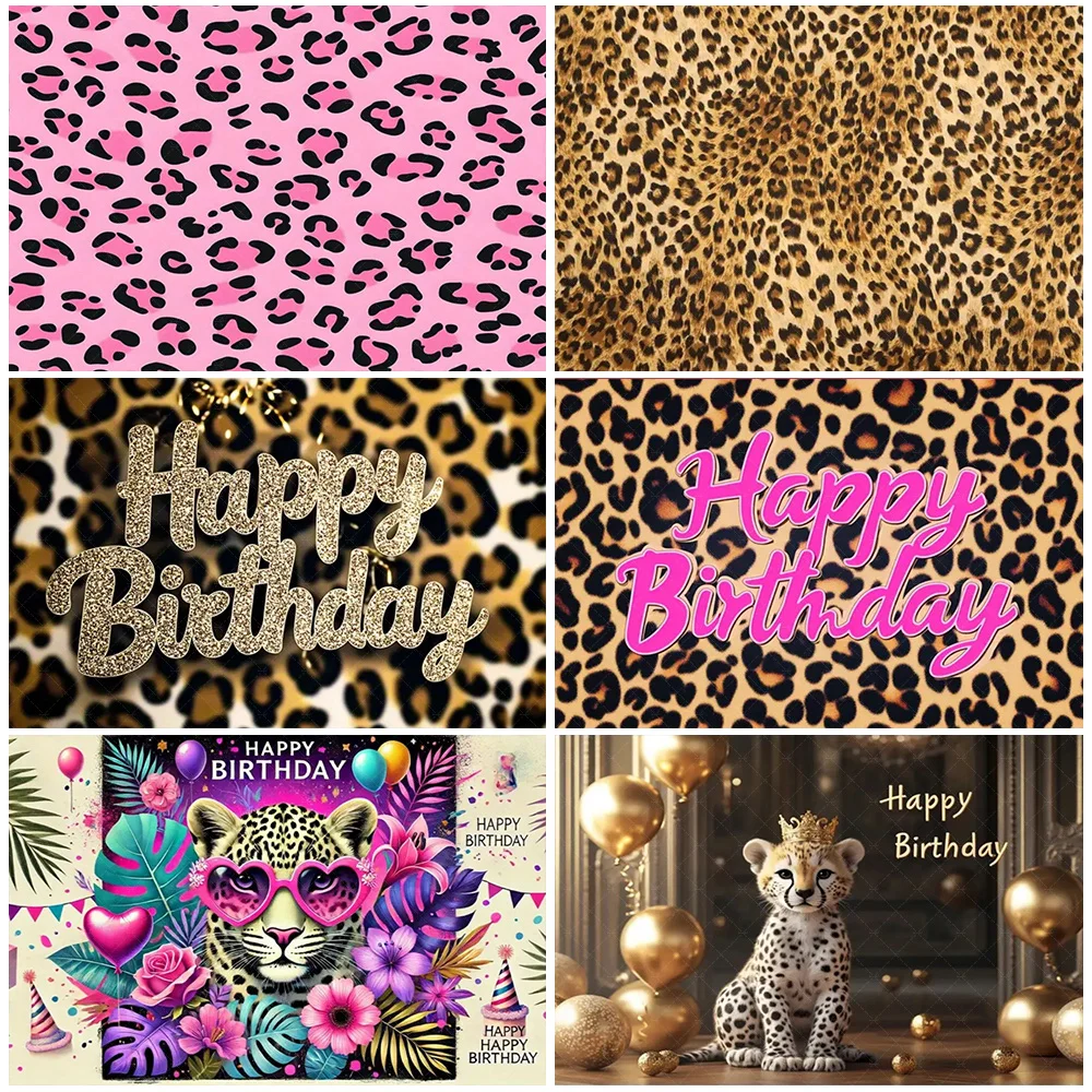 

Golden Shiny Colorful Pink Leopard Print Backdrop Birthday Party Decorations Gorgeous Photography Background Girl Boy Gifts