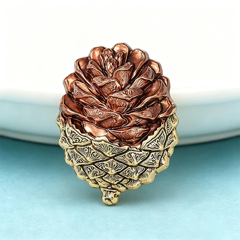 Wuli&baby Vintage Enamel Pinecone Brooches For Women Unisex Pine Tower Pastry Plants Party Casual Brooch Pin Gifts