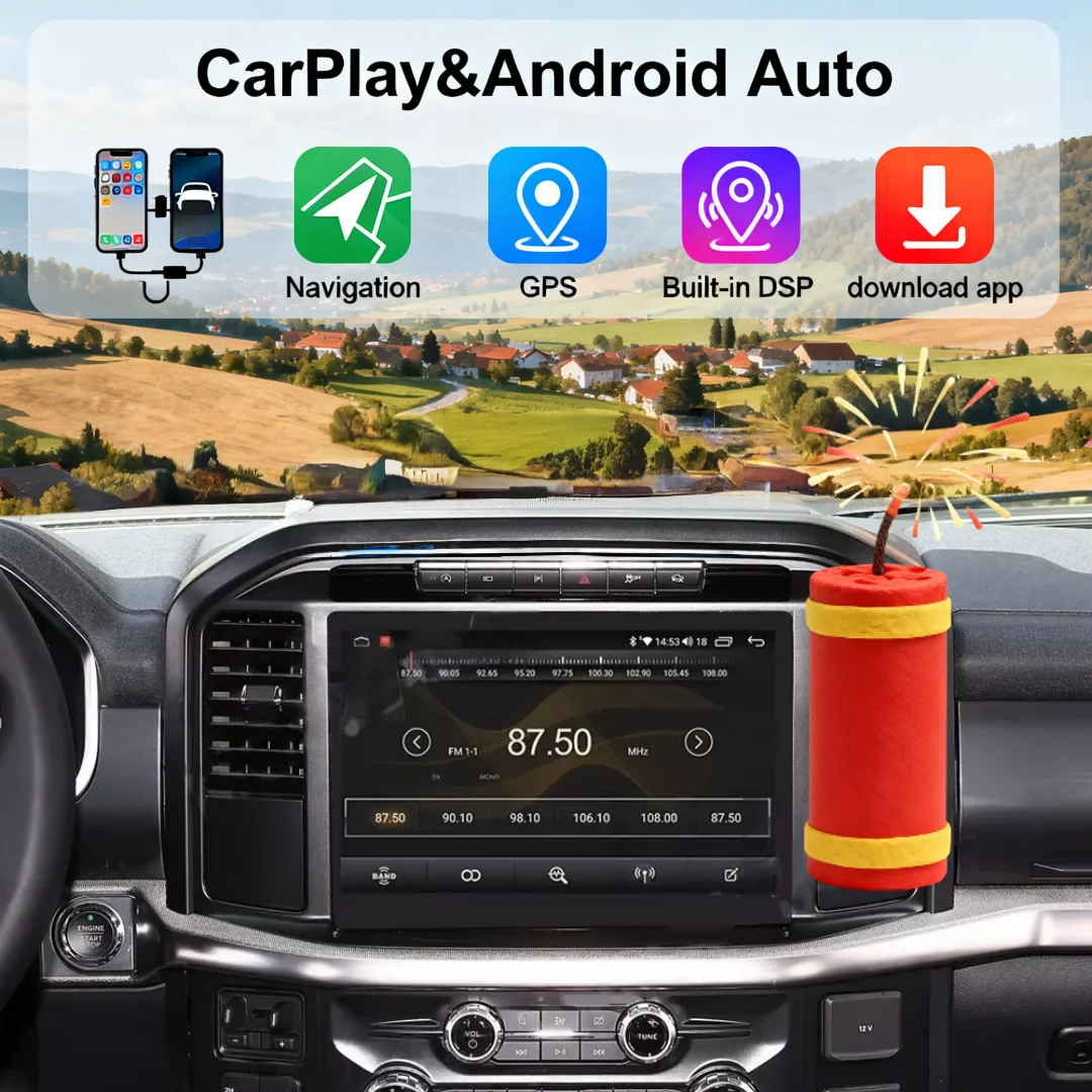 

13,1-дюймовый автомобильный мультимедийный стереоплеер для Ford F150 SVT RAPTOR 2022 2023 2024 с CarPlay, Android, GPS-навигацией и головным устройством