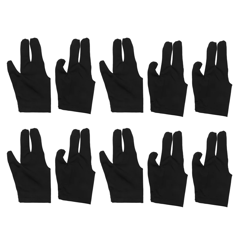 NEW-10Pcs Billiard Gloves 3 Fingers Left And Right Hand Glove Snooker Cue Pool Gloves