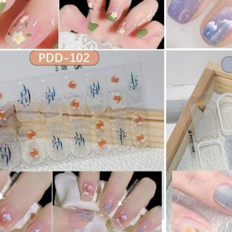 Press On Nail Stickers 1 Sheet No Glue Needed Floral Fake Nails for Daily Outdoor Outings