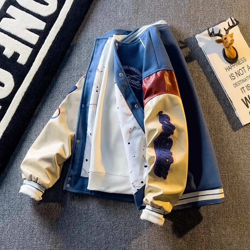 Spring Autumn Korean Baseball Jacket Men Fashion Baseball Jersey Casual Long Sleeve Jacket Coats Fashion Loose Male Coat Hooded