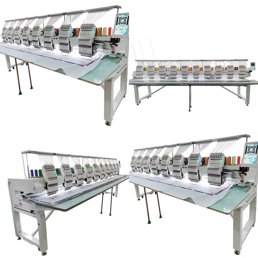Ten Heads 12/15 Needles Computerized Flat Embroidery Machine for Hats Sewing Embroidery Machine 400x450mm Industrial