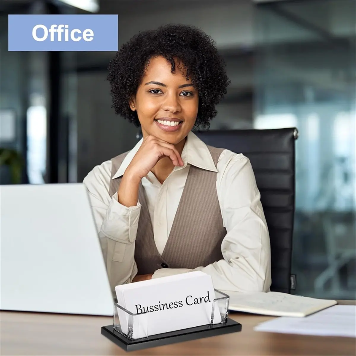 Latest ABBQ-Acrylic Business Card Holder for Desk, 2 Pcs Desktop Business Card Holder Acrylic Name Card Display Stand Organizer