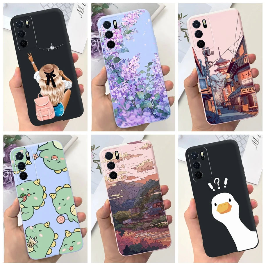 For OPPO A54S Case CPH2273 Phone Cover Popular Flower Cartoon Soft Silicone Funda For OPPO A16 A16S CPH2269 CPH2271 A 16S Bumper