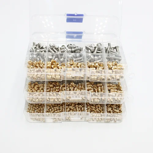 Imagen 2 del producto Juego de tuercas de inserción de latón de acero inoxidable 304, tornillo hexagonal, M2, M2.5, M3, M4, rosca moleteada, Tuercas de inyección para impresión 3D