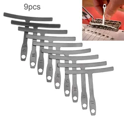 9pcs Stainless Steel Guitar Under String Radius Gauge Neck Notched Straight Edge Builder Measure Durable Guitar Accessories Part