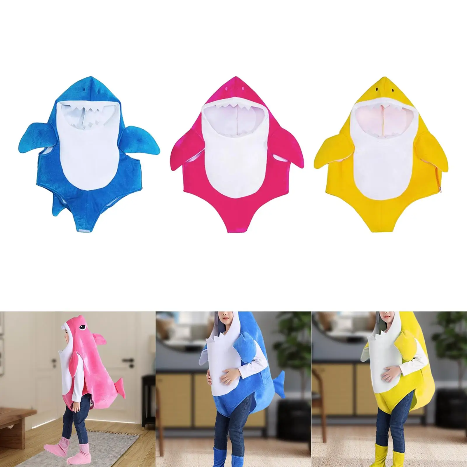 Bambini Shark Costume outfit Cartoon Zipper Design Pretend Dress up per spettacoli teatrali carnali giochi di ruolo ragazzi ragazze bambino