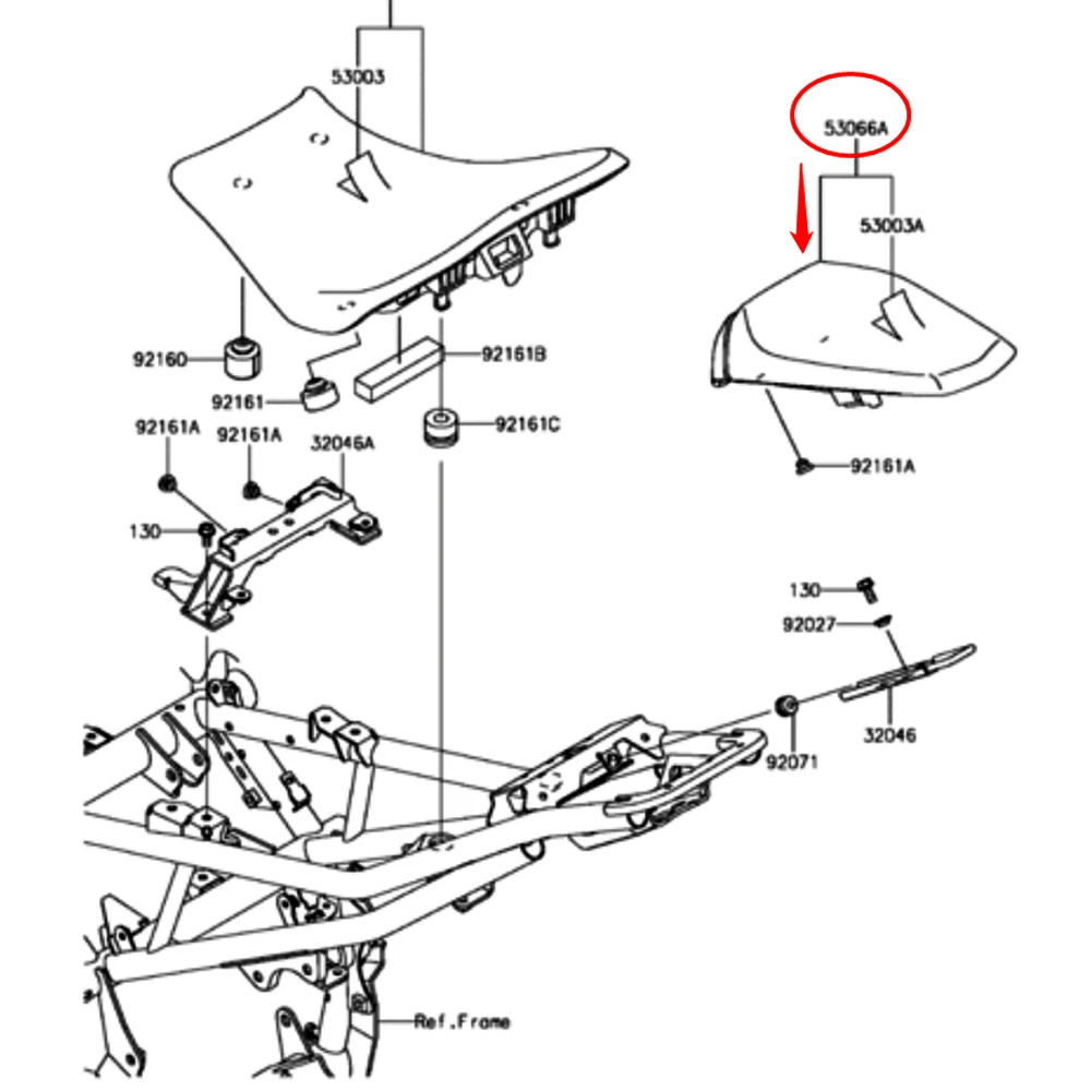 Motorcycle Rear Seat Pillion Passenger Cushion Seat Assy For Kawasaki Z900 Z900SE ZR900 2017-2023 2018 19 20 Ref. 53066-0668-12Y