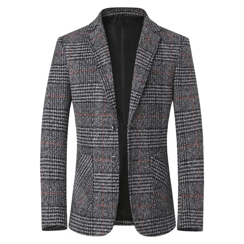 Men Plaid Blazers Suits Jackets New Spring Autumn Male Korean Design Blazers Coats Business Casual Slim Fit Blazers Men Clothing