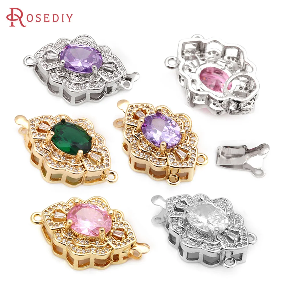 

2 Sets 18K Gold Color Brass and Zircon Necklaces Connect Clasps High Quality Jewelry Making Diy Accessories