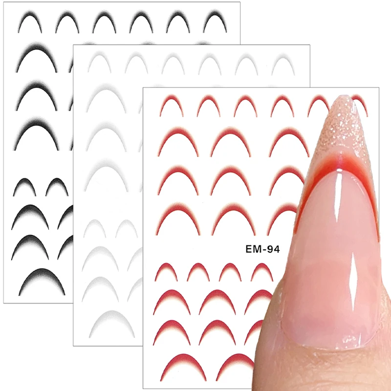 ネイルアート用3Dステッカー,粘着ラベル,フレンチスタイル,グラデーションライン,ステッカー,ステンシルデザイン,マニキュア,DIY,DIY,3個