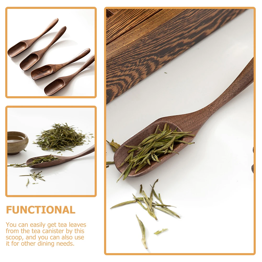 

Spoon Natural Walnut Wood Reusable Smooth For Loose Leaf Tea Coffee Scoop Kitchen Dining Wooden Tea Scoop Tool Practical