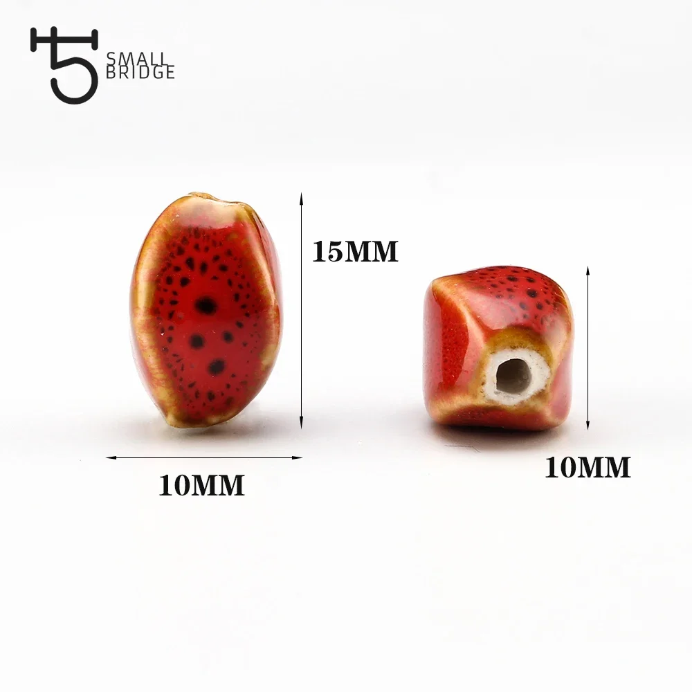 15mm 10pcs Flower Glaze Ceramic Porcelain Beads Jewelry Accessories Diy Bracelet Wholesale Beads For Jewelry Making T101