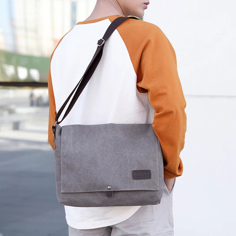 

Canvas Shoulder Bag Bottle Men Women Casual Simple Fashion Retro Crossbody Cross Square Multi Layered sacoches hommes bandolera