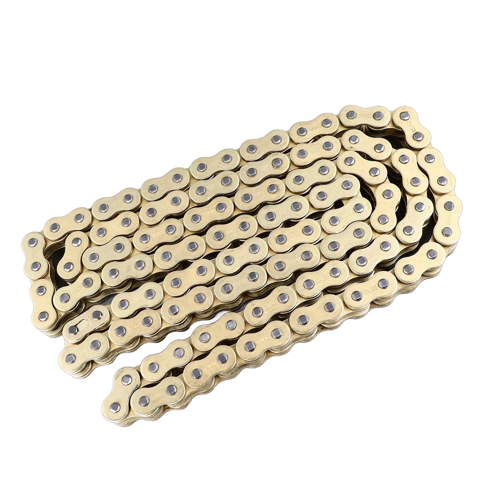 

Motorcycle Oil Seal Chain 520HO-116L Carbon Steel Thickened Golden Color for Motorcycle Engine System