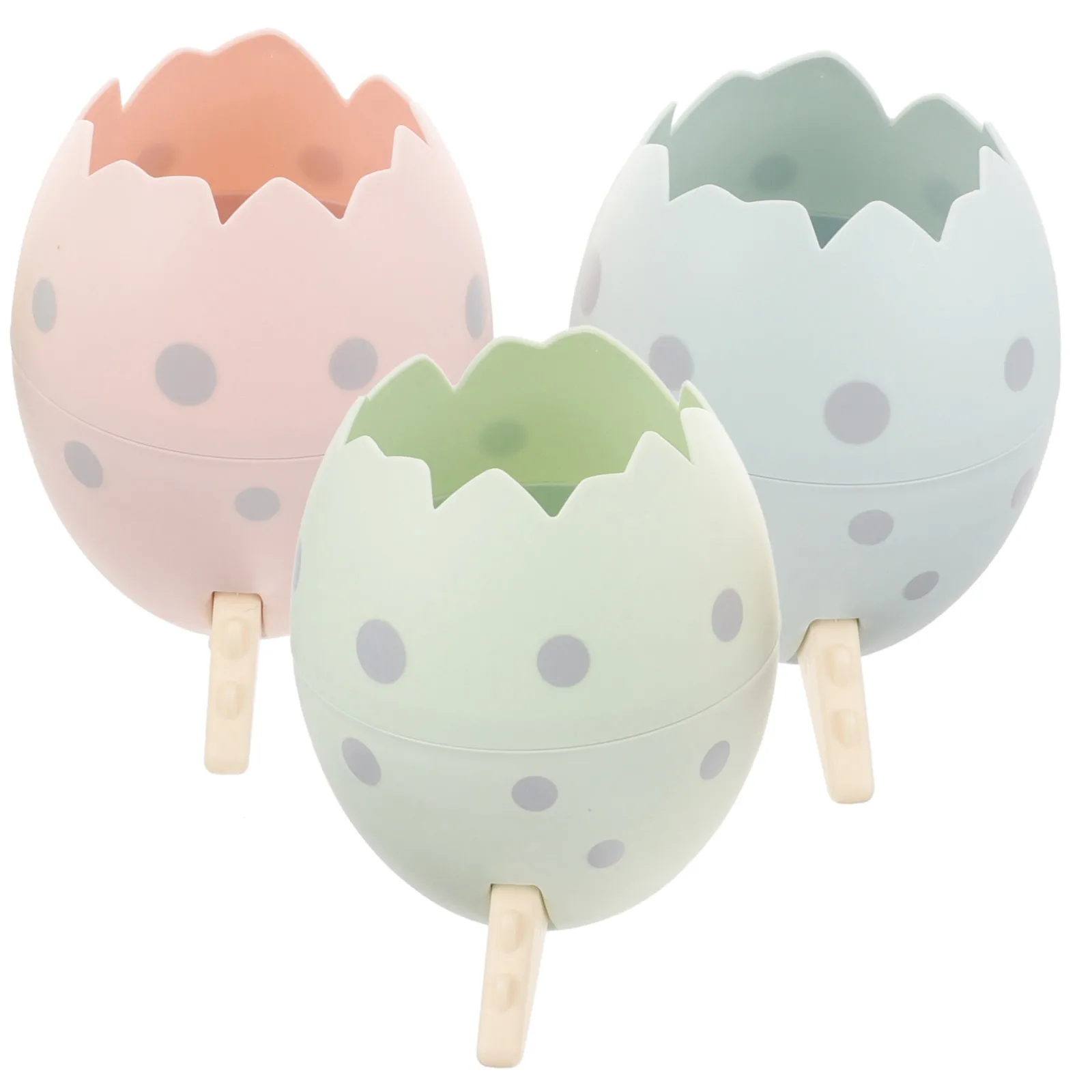 

3pcs Dinosaur Egg Pen Holder Desktop Organizer PP Material Cartoon Design Large Capacity Pencil Container Stationery Storage