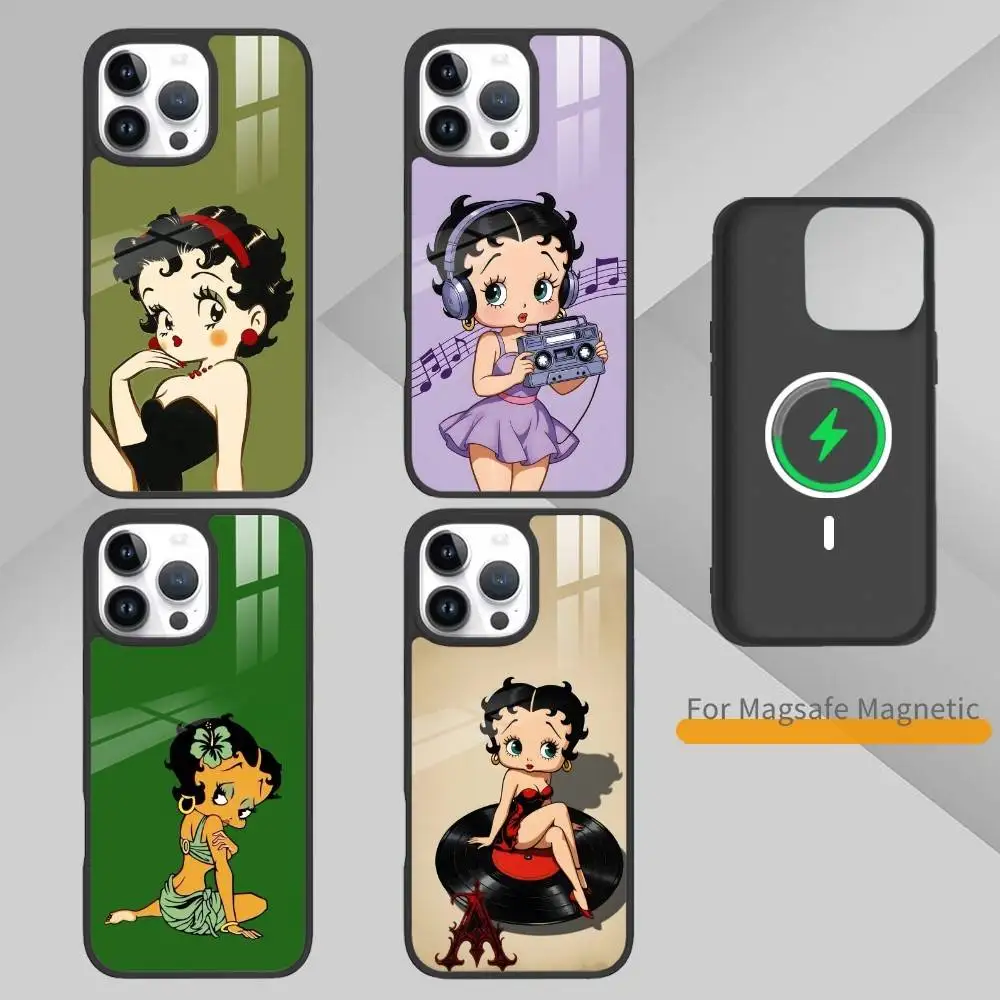 

Cartoon B-Betty HOT B-Boop Phone Case For iPhone 14,16,15,13,17,12,Plus,Pro,Max Magnetic For Magsafe Frosted Cover