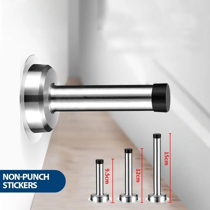 Rustproof Rubber Stainless Steel Door Stopper Bathroom Door Stop Heavy Duty Wall Mount Bumper Non-magnetic Door Holder Door Catc
