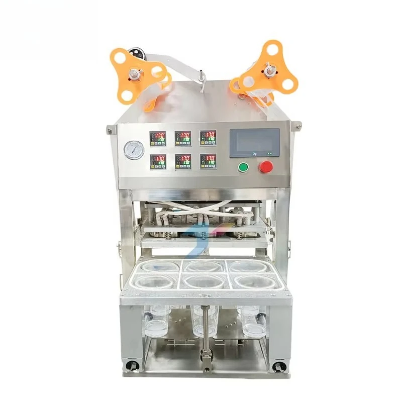 

Milk Tea Cup Sealer Ice Cup Sealing Machine Six Cups at a Time