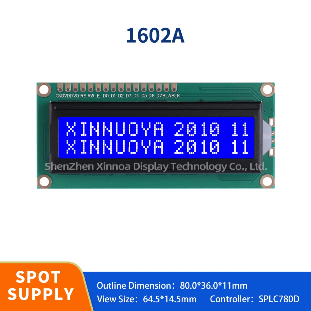 Lcd1602 1602 Module Blue Screen 16X2 Character Lcd Display Module Splc780D Controller Blue Black Light