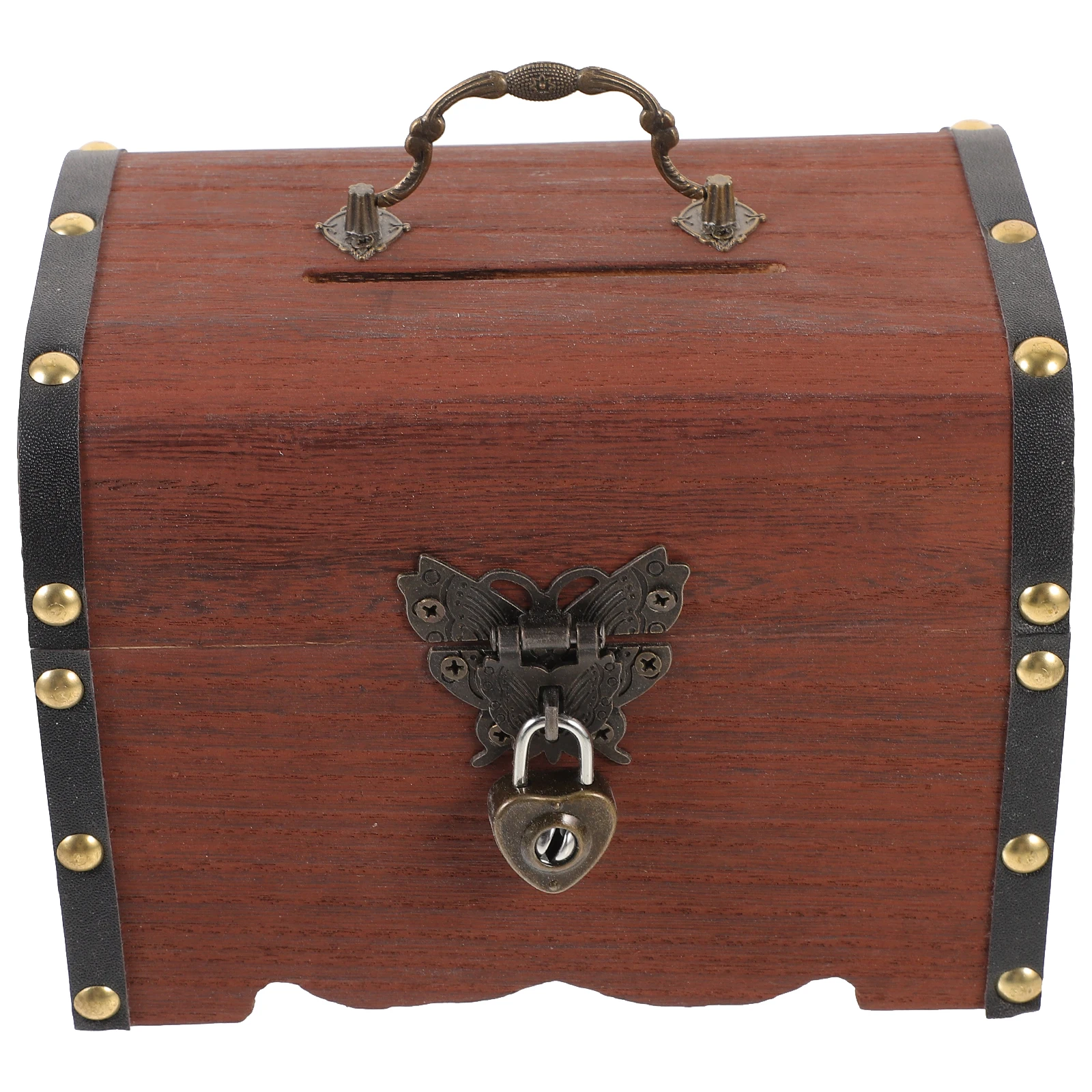 

Retro Heart Lock Money Wood Storage Container Coin Bank Kids Adults MDF Material Safe Jewelry Box Home Decor Valentine Gift