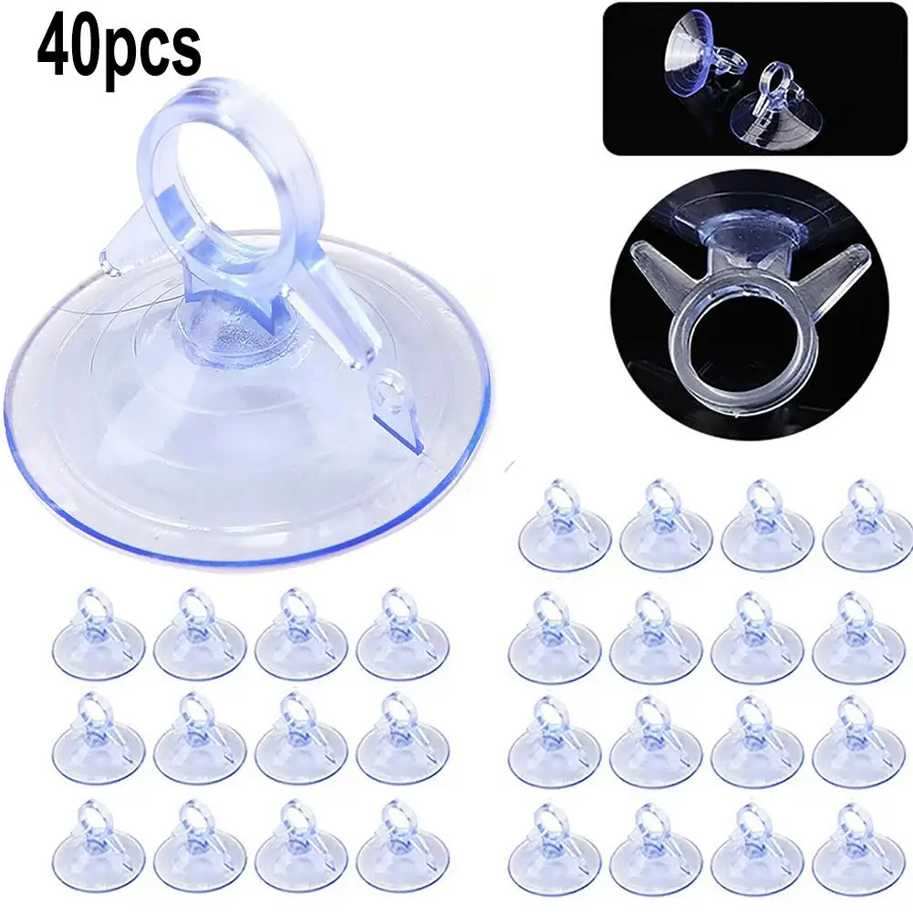 40 Pcs 45mm Car Sunshade Suction PVC Cups Clear Rubber Plastic Suckers For Car Curtains Car Glass Window Decoration