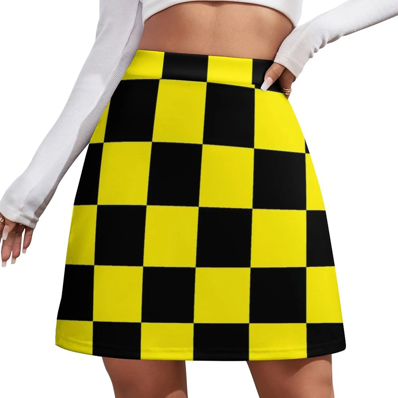 black yellow checkered Mini Skirt skirts women's golf wear summer festival outfit women Mini Skirt