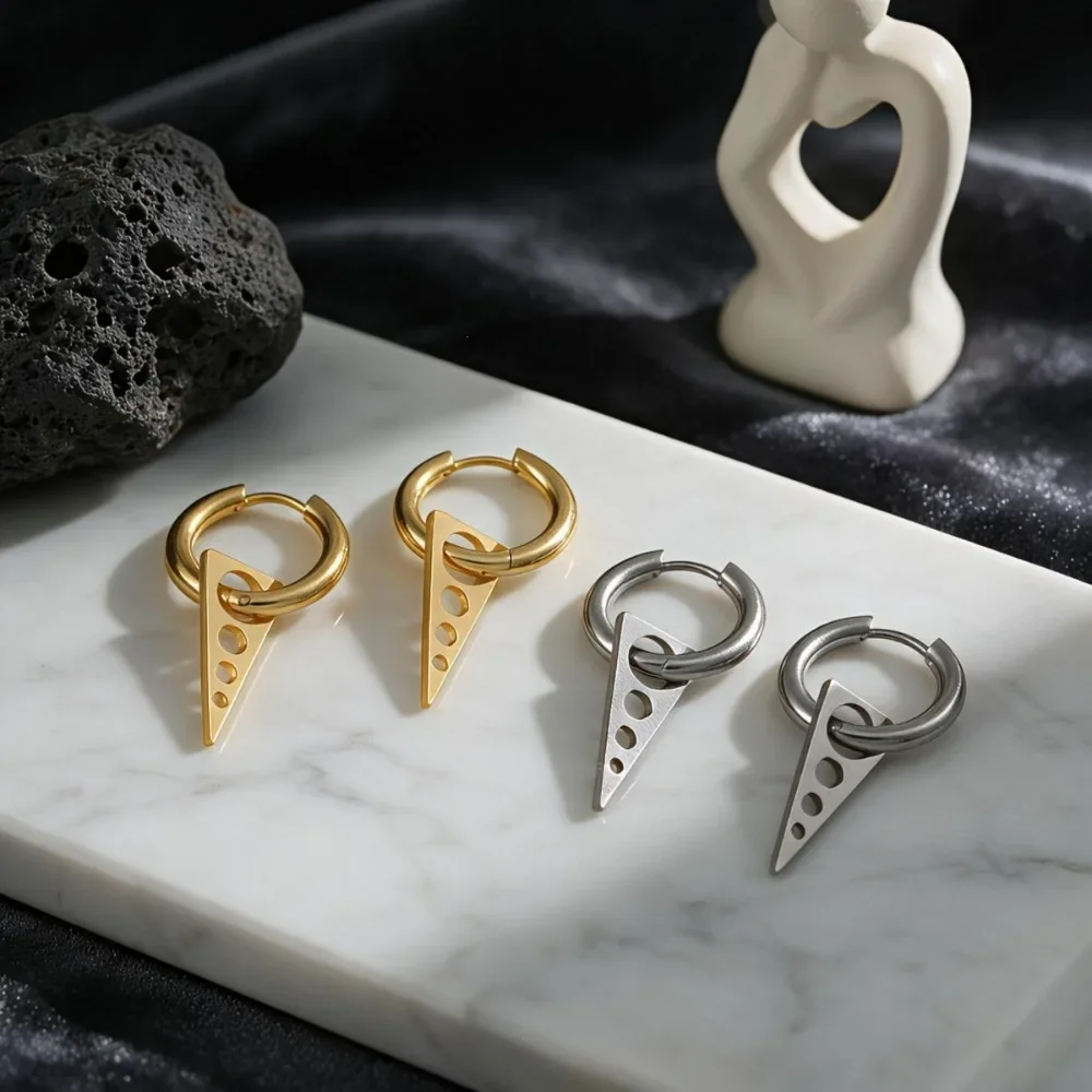 Punk Gothic Stainless Steel Stud Earring Creative Blade Pendant punk rock razor blade earrings Gothic Hip-hop Ear Jewelry
