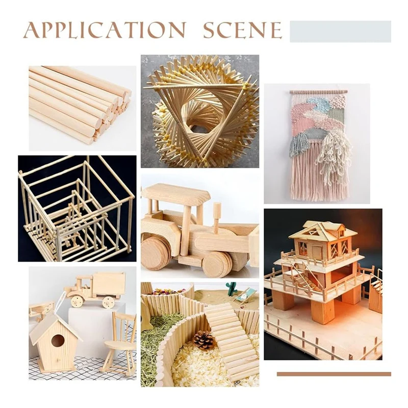 너도밤나무 나무 스틱 키트, 다양한 크기의 원형 장부촉 막대, 미완성 나무 경목 스틱, DIY 공예, 42 개