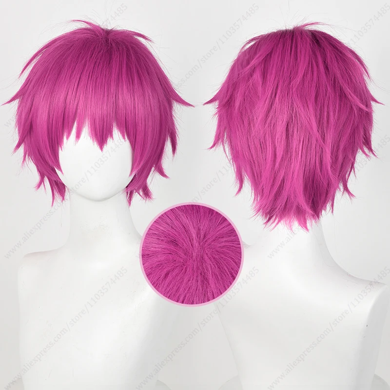 

Saiki Kusuo Cosplay Wig 30cm Short Rose Red Heat Resistant Synthetic Hair