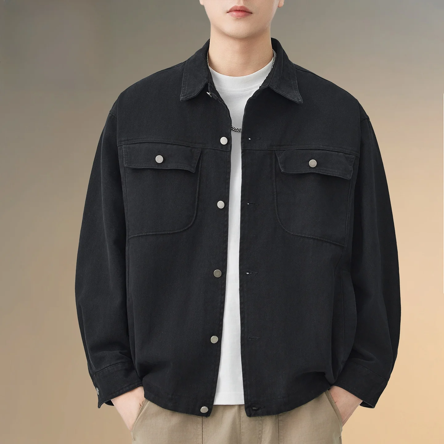 

Pierre Cardin Pure Cotton Men's Jaet Loose Fit Casual Sle Long Sve Spring Autumn Faionable Workwear Top